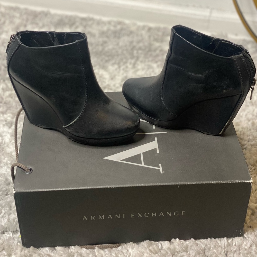 Armani Exchange Ankle Wedge Booties